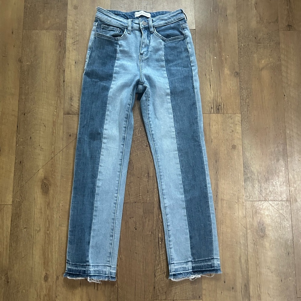 Flying Monkey High Rise Two-Tone Panel Skinny Cropped Ankle Jeans | Size 25